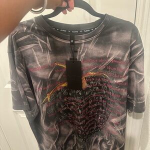 Graphic T-Shirt with crystals NWT